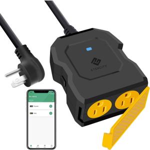 Etekcity ESO15-TB Outdoor Smart Plug WiFi Outlet with 2 Sockets, Works with Alexa & Google Home, Wireless Remote Control, Energy Monitoring & Timer Function, Waterproof, FCC and ETL Listed, Black