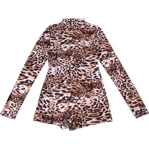 Leopard Print Romper Women Autumn Trend Long Sleeve O-Neck Skinny Stretch Streetwear Sexy Playsuits XL