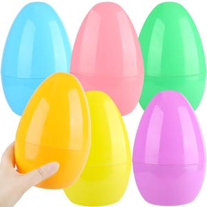 6 Pcs 8 Inches Jumbo Easter Eggs Empty Large Plastic Macarons Easter Eggs Bulk for Easter Party Decoration Gift Baskets or Egg Hunt