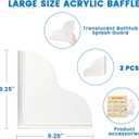 Shower Splash Guards, 2pcs Bathtub Corner Splash Guards Prevent Water Splashing Bathroom Accessories with Self-Adhesive Suitable for Showers, Bath tubs, Kitchen Sinks (9.25"x9.25")