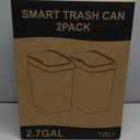 2 Pack 2.7 Gal Bathroom Trash Can with Lid, Automatic Trash Can Small Smart Garbage Can Touchless, Slim Motion Sensor Waterproof Plastic Trash Bins for Bedroom Office Kitchen Toilet (White)
