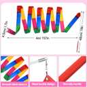 3 Pcs Twirling Batons 3 Pcs Ribbon Dancer Wands and 3 Pcs Rainbow Scrunchies for Kids, PLULON 21in Dance Batons For Baton Twirler, Kids' Gymnastics Twirling Baton for Artistic Dance