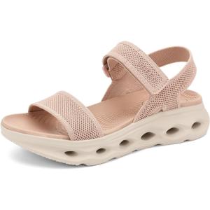 UBFEN Womens Comfortable Walking Sandals with Cushioned Sole | Non-Slip Rocker Bottom, Arch Support, Adjustable Straps, Lightweight Water Sport Platform Summer