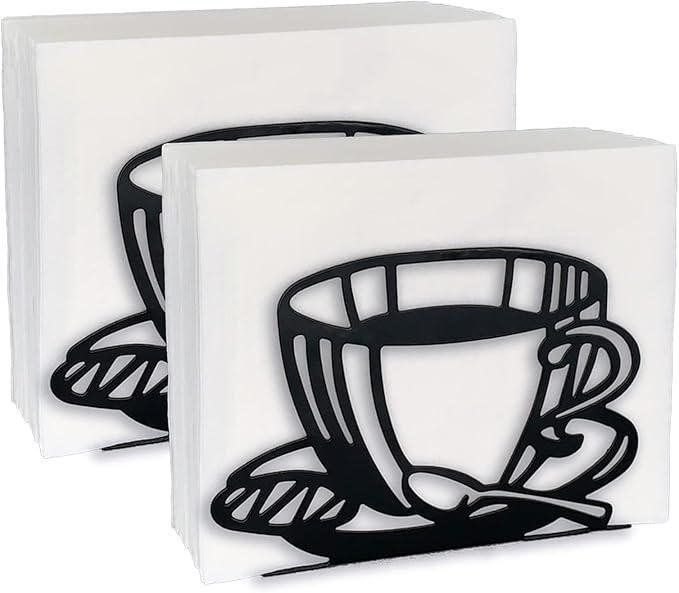 SUPERDANT Cup Napkin Holder for Tables Canteen Black Iron Napkin Holder Teapot Napkin Holders Kettle Cup Napkin Stand Practical Decoration for Kitchen Countertop Restaurant Picnic