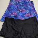 Yonique Two Piece Tankini Swimsuits for Women with Shorts Tummy Control Bathing Suits Athletic Swimwear (X-Large, Blue Purple Leaves)