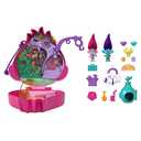 Polly Pocket Trolls Compact Playset with 2 Micro Dolls &13 Accessories, Poppy Exterior with Soft Hair, Collectible Toy Includes Poppy & Branch