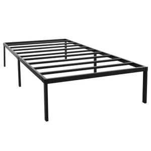 Heavy Duty Metal Bed Frame Twin Size 38" W 75" L 14" H inch with Storage Mattress Foundation Steel Slats Platform Easy Assembly Black