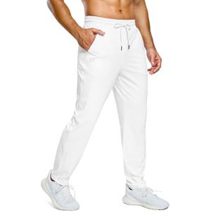 G Gradual Men's Sweatpants with Pockets Lightweight Workout Athletic Track Pants Stretch Gym Running Jogging Joggers for Men (White) 2XL