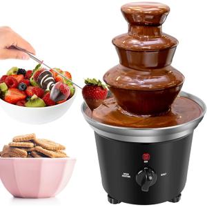 Chocolate Fountain Machine, Plastic Chocolate Melt Dipping Machine Warmer, 3 Tier Tower Cheese Fountain Mini Melting BPA Free 1.2 Pound, for Wedding, for Birthday Party