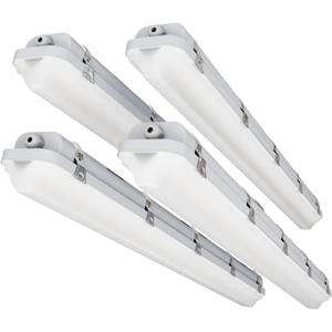 4FT LED Vapor Tight Light 60W/50W/40W,4000K/5000K/6000K CCT Selectable 7800lm (150W Eq.) IP65 Waterproof Outdoor Shop Light LED Vapor Proof Fixture for Garage Shop Barn Basement ETL 4-Pack