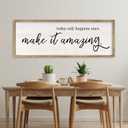 RLWangChao Today Only Happens Once Make It Amazing Wall Art Decor 40x15 Inch Large Inspirational Quote Sign Rustic Living Room Vintage Wood Frame Office Motivational Home Wall Hanging (Wood)