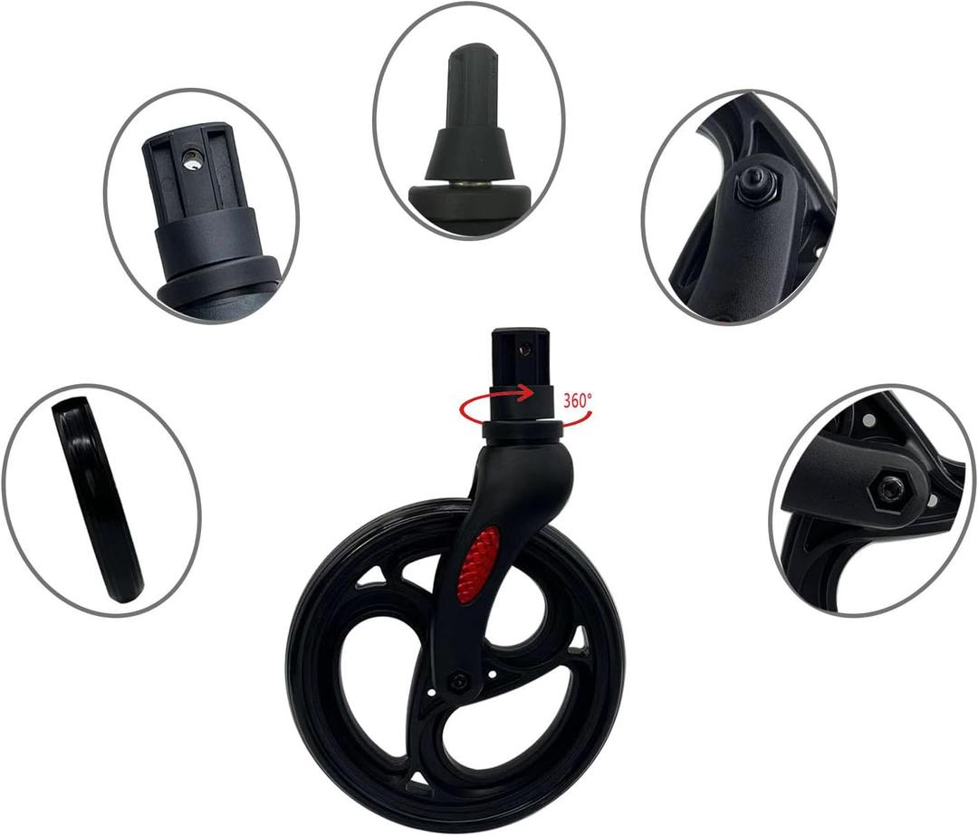 1 PC 8" Front Wheel with Front Fork Drive, Rollator Walker Replacement Wheel, Rollator Front Caster and Drive Fork Assembly, Fits Oval Flat Tube Construction