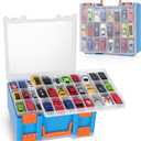 Sturdy Toy Storage Carrying Case for 1:64 Scale Small Toy Cars - 96 Slot Toy Car Storage Box Compatible with HotWheels Cars & Matchbox Cars. (Blue)