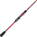 Ugly Stik 5’6” Carbon Spinning Rod, One-Piece, 4-8lb Line Rating, Light Power, Moderate Fast Action, 1/16-1/4 oz. Lure Rating, Red/Black