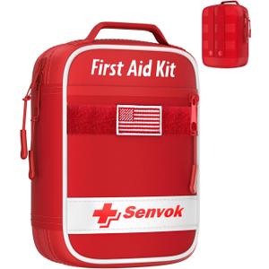 Senvok 121 Pcs First Aid Kit for Car, Home & Travel - Emergency Survival Kit with Zip Stitch Wound Closure and Molle Pack Pockets - Ideal for Camping, Hiking, Outdoor Adventures (Small)