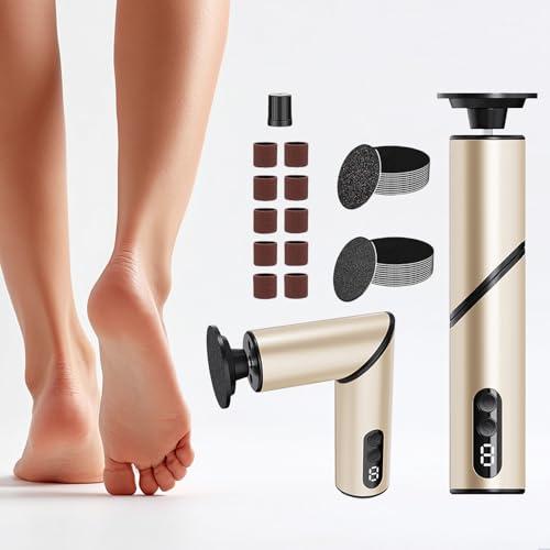 Chu&LiuXung Electric Callus Remover for Feet, Rechargable Fold Electric Foot Callus Remover Tool with Sandpapers,9 Adjustable Speed with 2-in-1 Grinding Heads for Skin,Cracks and Nails