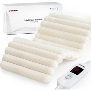 Bwarm Electric Heating Pads for Cramps Shoulder Knee Heated Pad for Back Neck Hot Pad for Arms and Legs Fast Heating with 6 Heating Levels 2 Hours Auto-Off Christmas Gifts for Women (white, 12''24'')