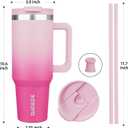 BJPKPK 40oz Stainless Steel Insulated Tumbler With Handle And Lid Straw Travel Coffee Mug Thermal Cup,Cherry Blossom