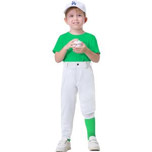 2T-7Years Toddler Baseball Pants - Youth Kids Tee Ball Pants with Belt Loops Little Grils Softball Knicker Pants UPF50+ (3T, 01-white)