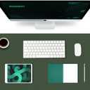 K KNODEL Large Office Leather Desk Mat, Mouse and Keyboard Pad, Computer and Laptop Mat, Desktop Protector and Cover, Writing Pad and Blotter (31.5"x15.7", Dark Green)