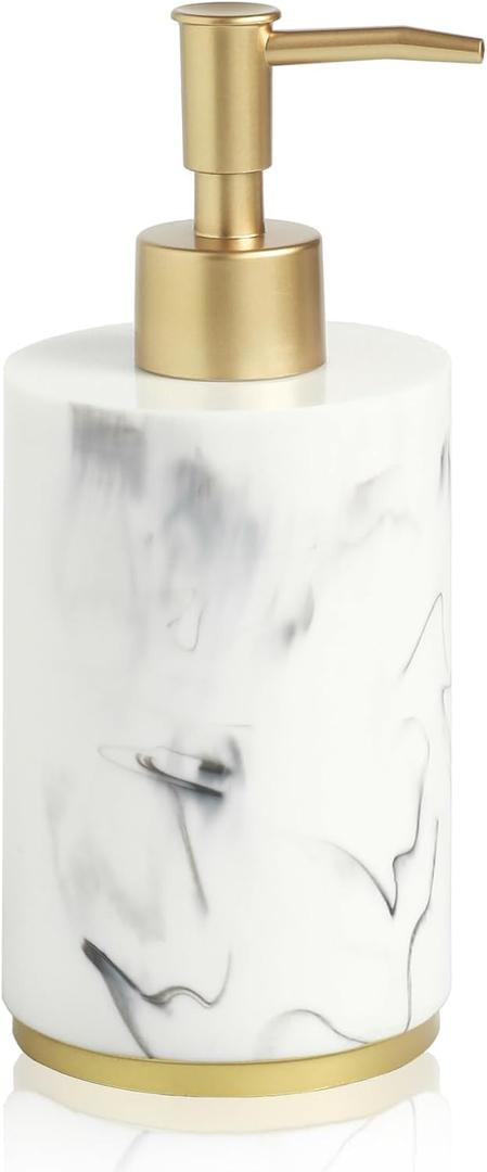 Marble Look Hand Soap Dispenser, 16.9 oz Countertop Hand Lotion Pump Bottles, Lotion Container, Refillable Liquid Hand Soap Jar, Resin Shower Dispensers for Bathroom, Kitchen (White)