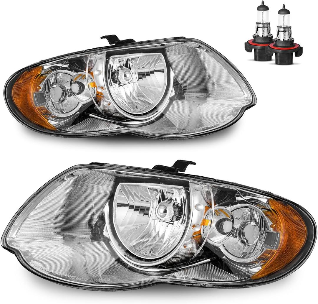 For 2005-2007 Chrysler Town & Country Headlights Assembly Replacement Headlight Compatible with 05 06 07 Chrysler Town & Country with Bulbs