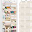 Ofiray-home Over the Door Organizer 5 Tiers,Extra Large Behind Door Storage of 10 Compartments,80 lbs Weight Capacity Over the Door Storage, Door Hanging Organizer for Closet, Diaper Organizer, Beige