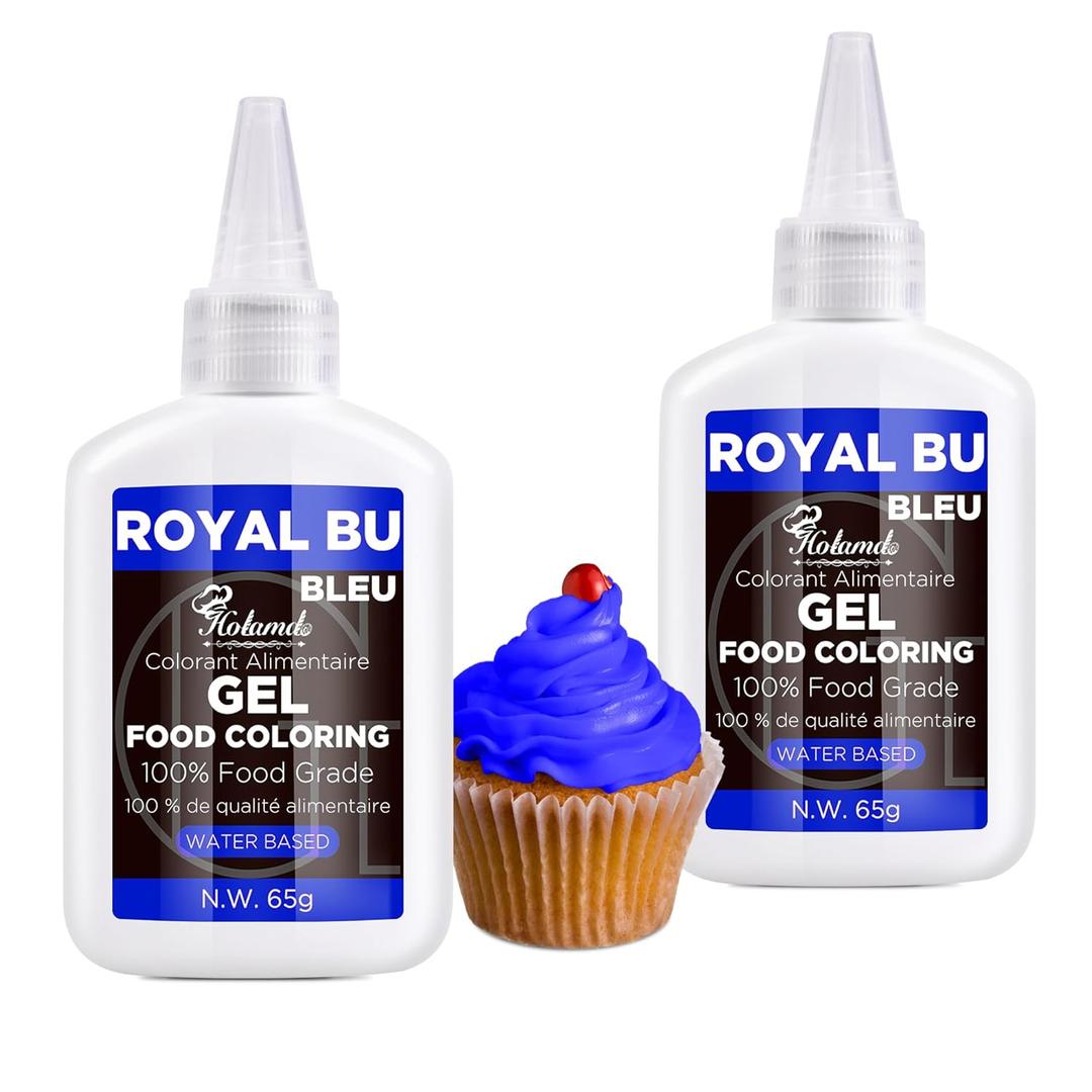 Gel Food Coloring (Blue), 65g X 2 Food-Grade Plant-Based Coloring Set, Natural Tasteless Gel Food Dye for Macarons, Icing, Baking, Cookies, Chocolate, Cake Decorations, Fondant, Easter Egg (EXP 03/22/30)