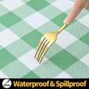 Smiry Rectangle Picnic Table Cloth, Elastic Waterproof Fitted Vinyl Tablecloths, Flannel Backed Buffalo Plaid Table Covers for Dining, Camping, Outdoor (Sage Green and White, 30" x 48")