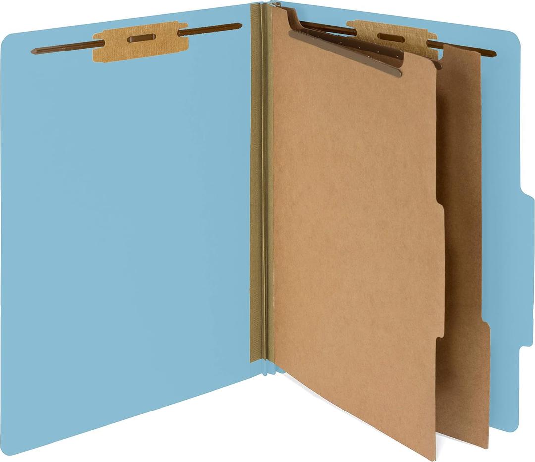 Blue Summit Supplies 10 Blue Classification Folders with 2 Dividers and 2 Inch Tyvek Expansions for Organizing Medical, Law, and Office Files