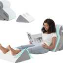 Hansleep Bed Wedge Pillow Set for After Surgery 4PCS, Post Surgery Pillow for Sleep Apnea and Acid Reflux Relief, Adjustable Reading Pillows Back Support with Memory Foam, White, 20"