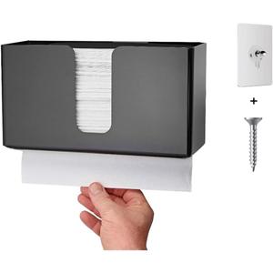 IEEK Paper Towel Dispenser Wall Mount Acrylic Paper Towel Holder for Bathroom Office and Kitchen,Hand Towel Dispenser Fits Multi-Fold Paper Towel,C-Fold, Zfold,Tri fold Paper Towels,Black