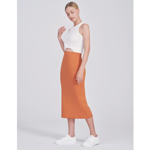POSHDIVAH Women's Maternity Skirt Over The Belly Midi High Waisted Solid Stretchy Pregnancy Pencil Skirt, Size XL
