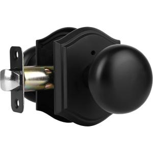 Door Knobs Interior, Classic Decorative Matte Black Privacy Door Knob Perfect for Bedroom or Bathroom Doors, Durable Stylish Hardware for Indoor Use- 1 Pack