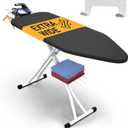 Xabitat Full Size Ironing Board, 57"x18" Wide Heavy Duty Iron Board with Wall Mount Hanger – Foldable, Height Adjustable 30-36", Full Metal Frame, Heat & Scorch Resistant 3-Layer Cover, Cord Holder