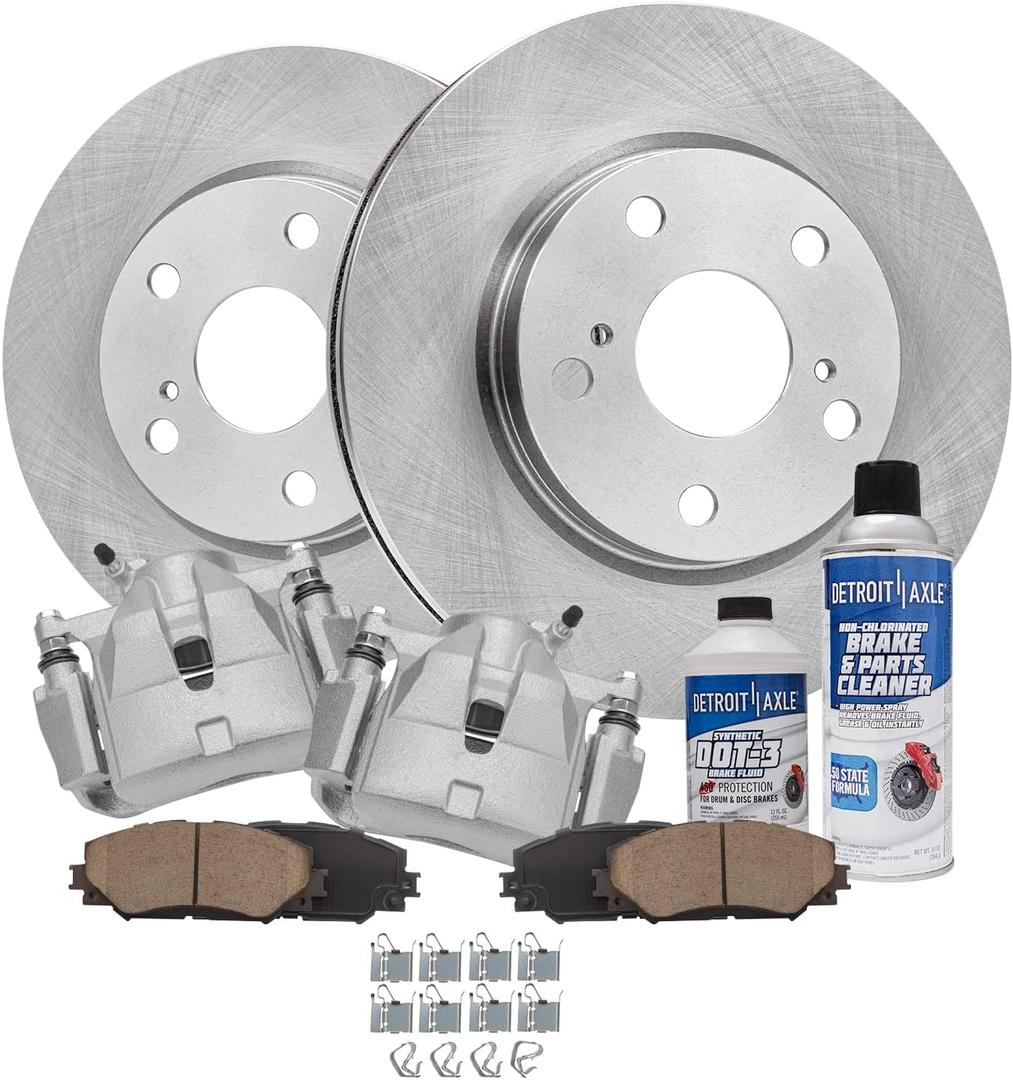 Front Brake Pad Rotor and Caliper Set - Compatible with 2012 - 2017 Toyota Prius V 2013 2014 2015 2016