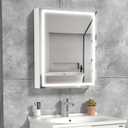 32 x24 Inch LED Medicine Cabinet Lighted Bathroom Mirror, Defogger, Stepless Dimmable, 3000K/5500K Color Temperature Wall Mounted Makeup Mirror, Adjustable Shelf (Assembly Required) 