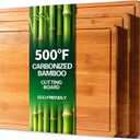 Zarler Bamboo Cutting Boards for Kitchen, Durable Wood Cutting Board with Juice Grooves and Handles, Wooden Chopping Board Set for Meal Prep, 500 Carbonized Bamboo, XL Size, Ideal Kitchen Gift