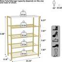 HOMEFORT 5-Tier Shoe Rack, Shoe Storage Shelf, Industrial Shoe Tower, Narrow Shoe Organizer for Closet Entryway, Small Shoe Rack Table with Durable Metal Shelves, Gold