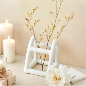 Handmade Ceramic Holder Stand for Toothbrushes, Makeup Brushes, and Pens - Minimalist Design for Bathroom Vanity and Countertops Decor (White)