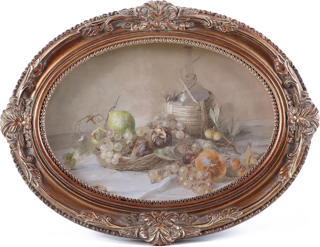 Vintage Picture Frames 5x7 Ornate Bronze Antique Pictue Frames with Real Glass Cover for Wall & Tabletop Display Victorian Home Decor Gallery Wall Decor,Oval (7X5)