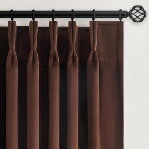 96 inches Long Brown Velvet Blackout Curtains for Living Room Bedroom Tan Luxury Vintage Room Darkening Thermal Insulated Pinch Pleated Drapes 1 Panel with Hooks Track,Sliding Door,Terracotta,W72