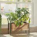 Leaf&lull Plant Stand Indoor Outdoor Corner Metal Wood Plant Shelf Tiered Plant Holder Ladder Shelf for Patio Balcony Shelving Unit for Live Plants House Decor 1 Tier