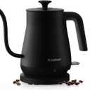 Electric Kettle, Gooseneck Kettle with Auto Shut Off, 0.8L Small Eletric Tea Kettle, Precise Spout Designed for Coffee Tea, 1000W Quick Heat Up, Stainless Steel, Matte Black