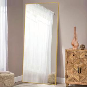 Full Length Mirror 65''22'' Wall Mounted Mirror Free Standing Mirror with a Stand,Full Body Mirror Dressing Mirror with Aluminum Alloy Thin Frame,Gold