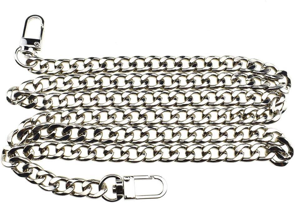 HAHIYO Purse Chain Strap 39.4 inches Bright Silver for Shoulder Cross Body Sling Purse Handbag Clutch Replacement Comfortable Flat 0.4' Wide Enough 2.4mm Extra Thick Metal 1 Pack