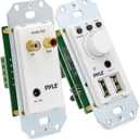 Pyle Bluetooth Receiver Wall Mount - In-Wall Audio Control Receiver w/ Dual USB Charging Port, 3.5mm AUX Input for Sound Systems - For Home Theater Entertainment - Includes DC Power Adaptor - PWPBT67