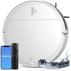 MAMNV Robot Vacuum and Mop,2 in 1 for Carpet & Hard Floor, Robotic Vacuum Cleaner with Alexa/Voice/App, Powerful & Quiet for Pet Hair, Slim 2.87",Self-Charging & Zigzag Path Cleaning (White)