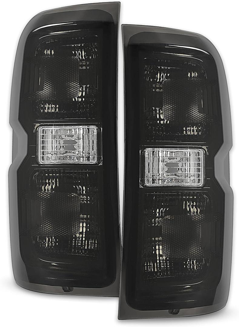 HECASA Tail Lights Compatible with 2014-2018 Chevy Chevrolet Silverado 1500/2500/3500 HD GMC Sierra 3500 HD Dually Model Replacement for GM2800261 Brake Lamps w/o Bulbs Smoke Lens Chrome Housing Pair (Driver & Passenger Side)