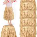 Liliful Mini Raffia Skirt Hula Skirt Hawaiian Grass for Halloween Luau Party